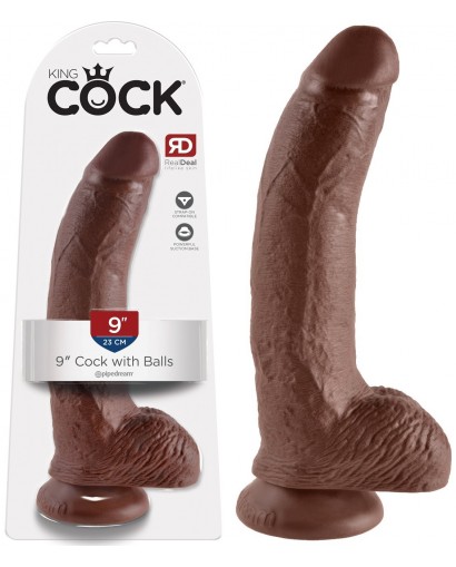 Gode ventouse avec testicules King Cock latino - 23 cm Ø 4 8 cm